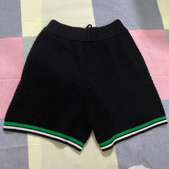 Casablanca Black Knit Shorts with Green Trim - Picture 5 of 8